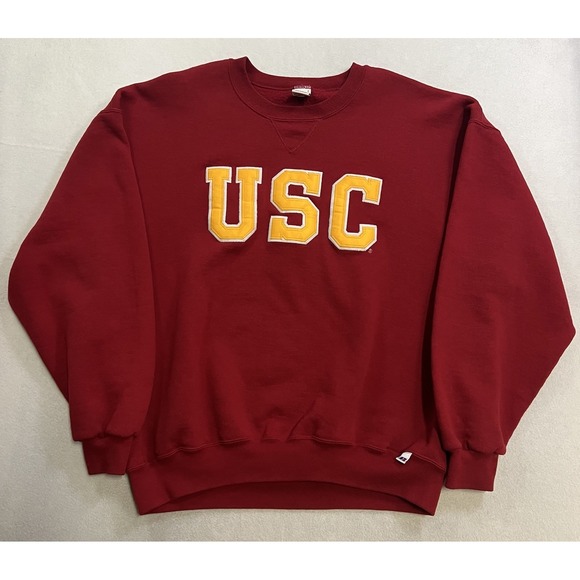 Vintage 90s Russell Athletic USC Trojans Sweatshirt Men's Size 2XL Red Spellout - Picture 1 of 9